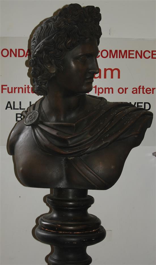 Plaster bust and pedestal